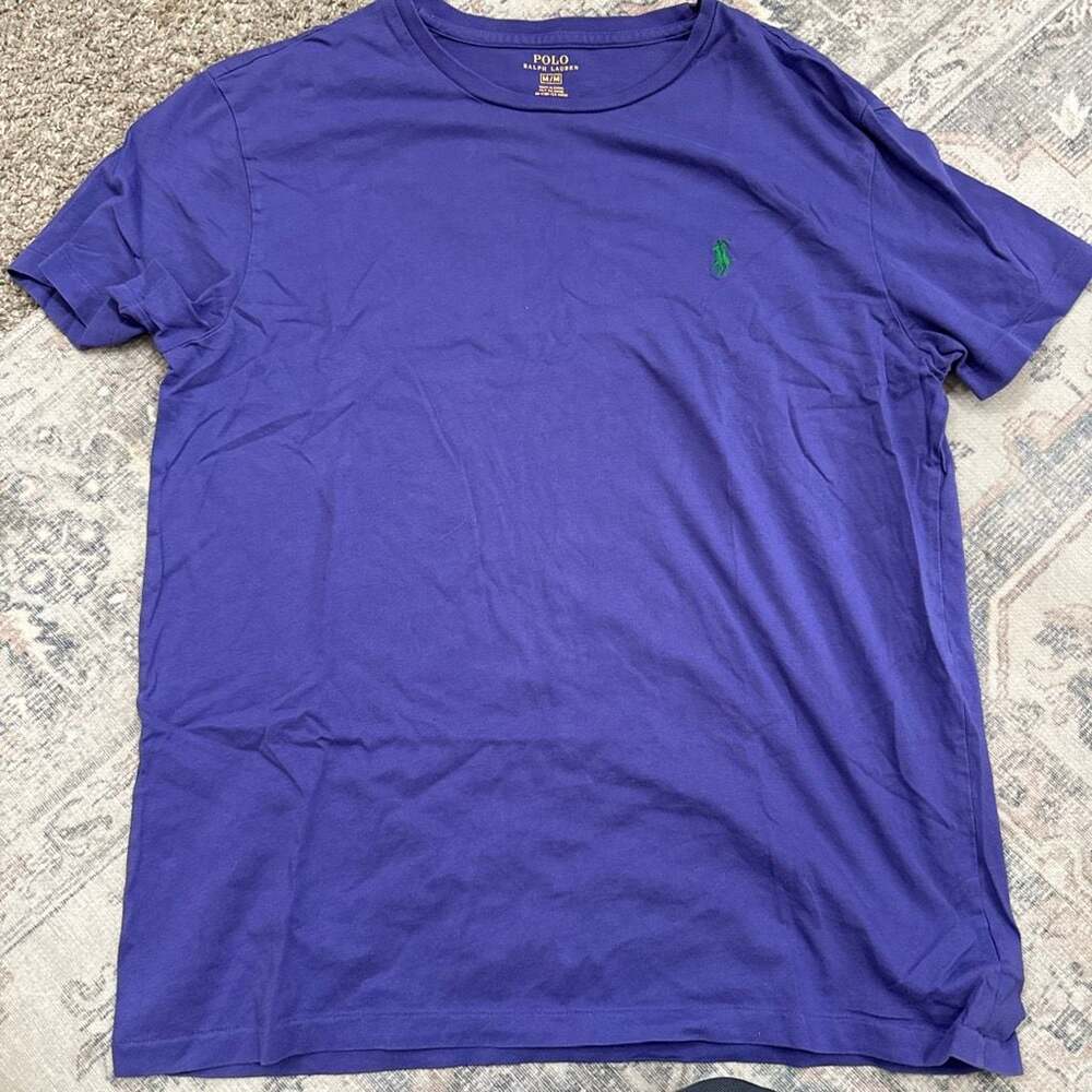 Polo Ralph Lauren Purple Short Sleeve T-Shirt with Green Pony Logo Mens Med